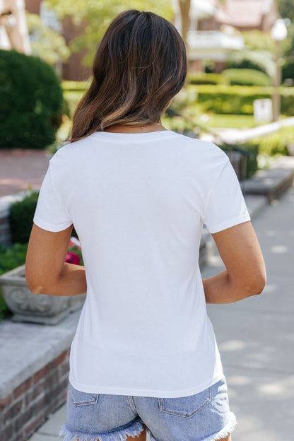 Short Sleeve Cotton T-Shirt - White - Magnolia Boutique