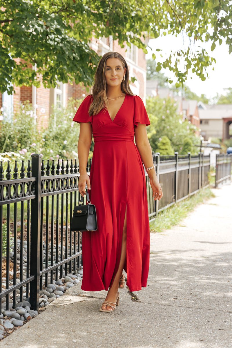 Showstopper Red Slit Maxi Dress - Magnolia Boutique