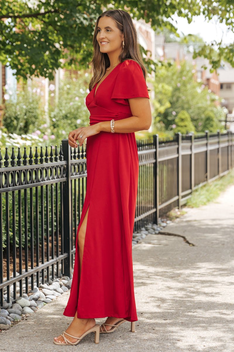 Showstopper Red Slit Maxi Dress - Magnolia Boutique