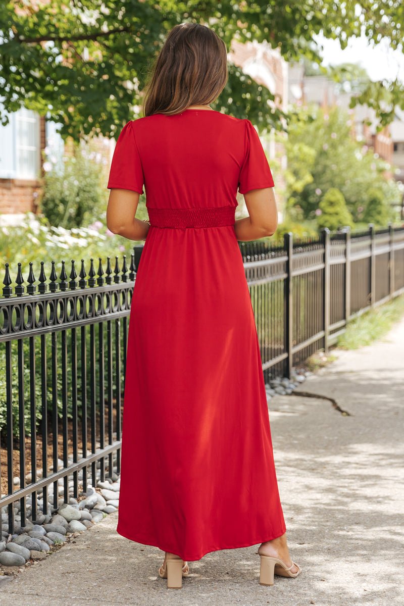 Showstopper Red Slit Maxi Dress - Magnolia Boutique