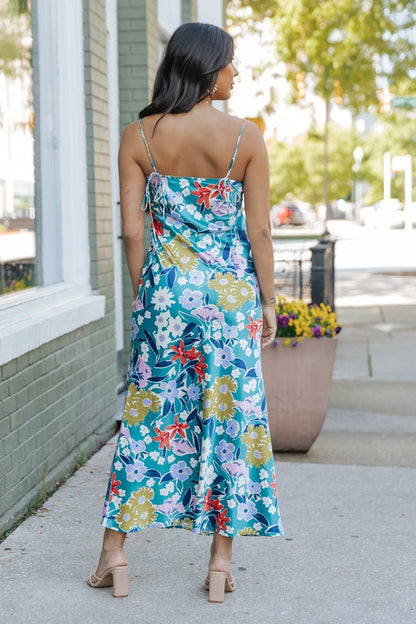 Silky Green Floral Maxi Dress - Magnolia Boutique