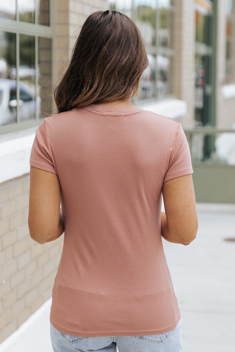 Slim Fitted Short Sleeve T-Shirt - Terracotta - Magnolia Boutique