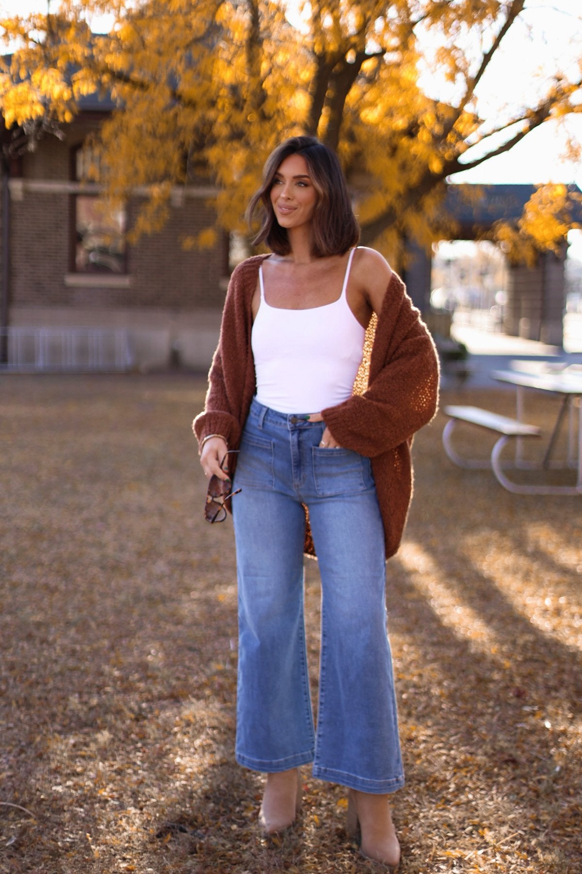 Soft Brushed Open Front Cardigan - Brown - Magnolia Boutique