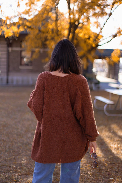 Soft Brushed Open Front Cardigan - Brown - Magnolia Boutique