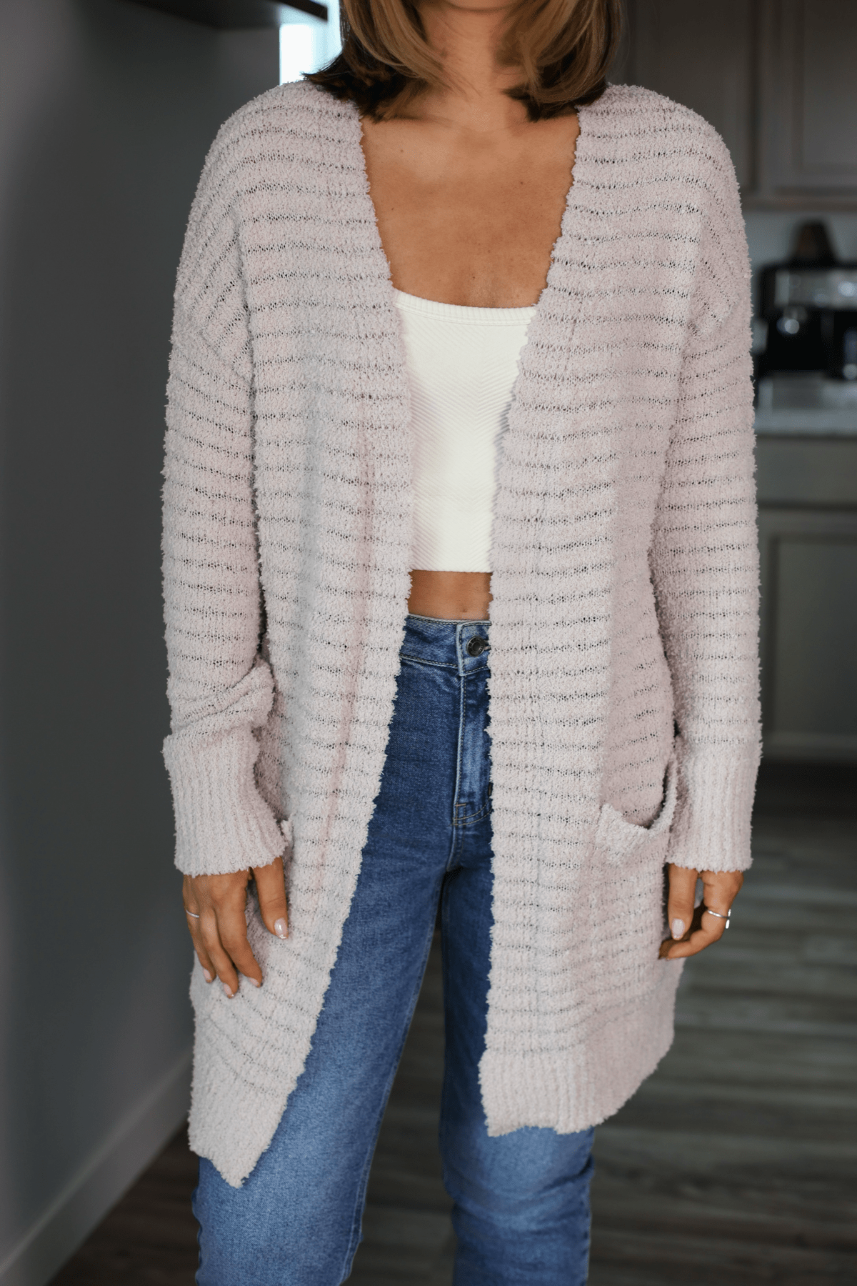 Soft Fuzzy Ribbed Duster Cardigan - Sand | Pre Order - Magnolia Boutique