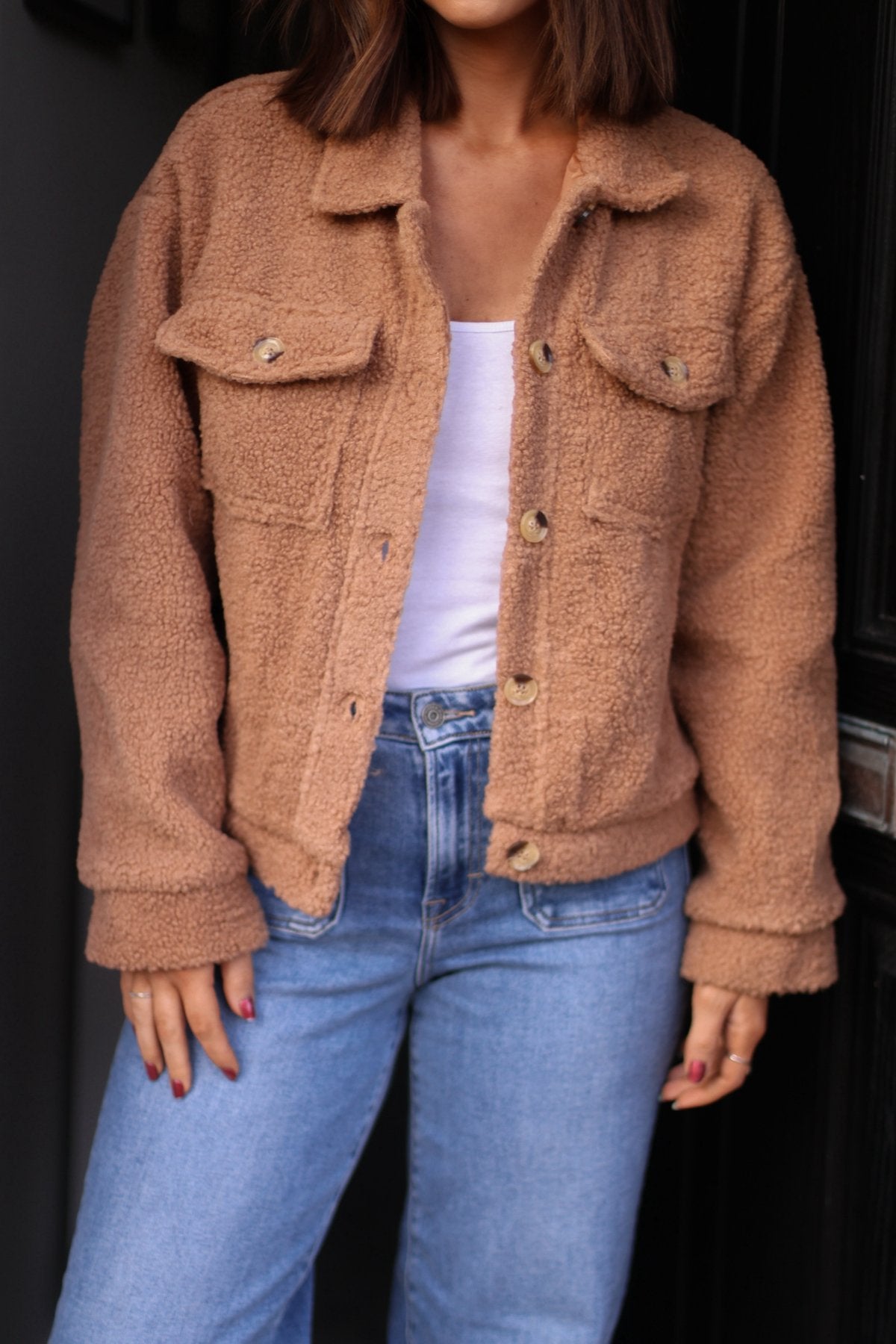 Soft Teddy Sherpa Jacket - Taupe - Magnolia Boutique