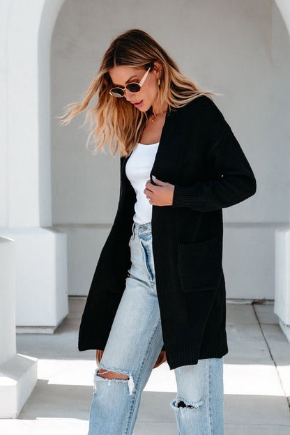 Solid Black Oversized Duster Cardigan - Magnolia Boutique