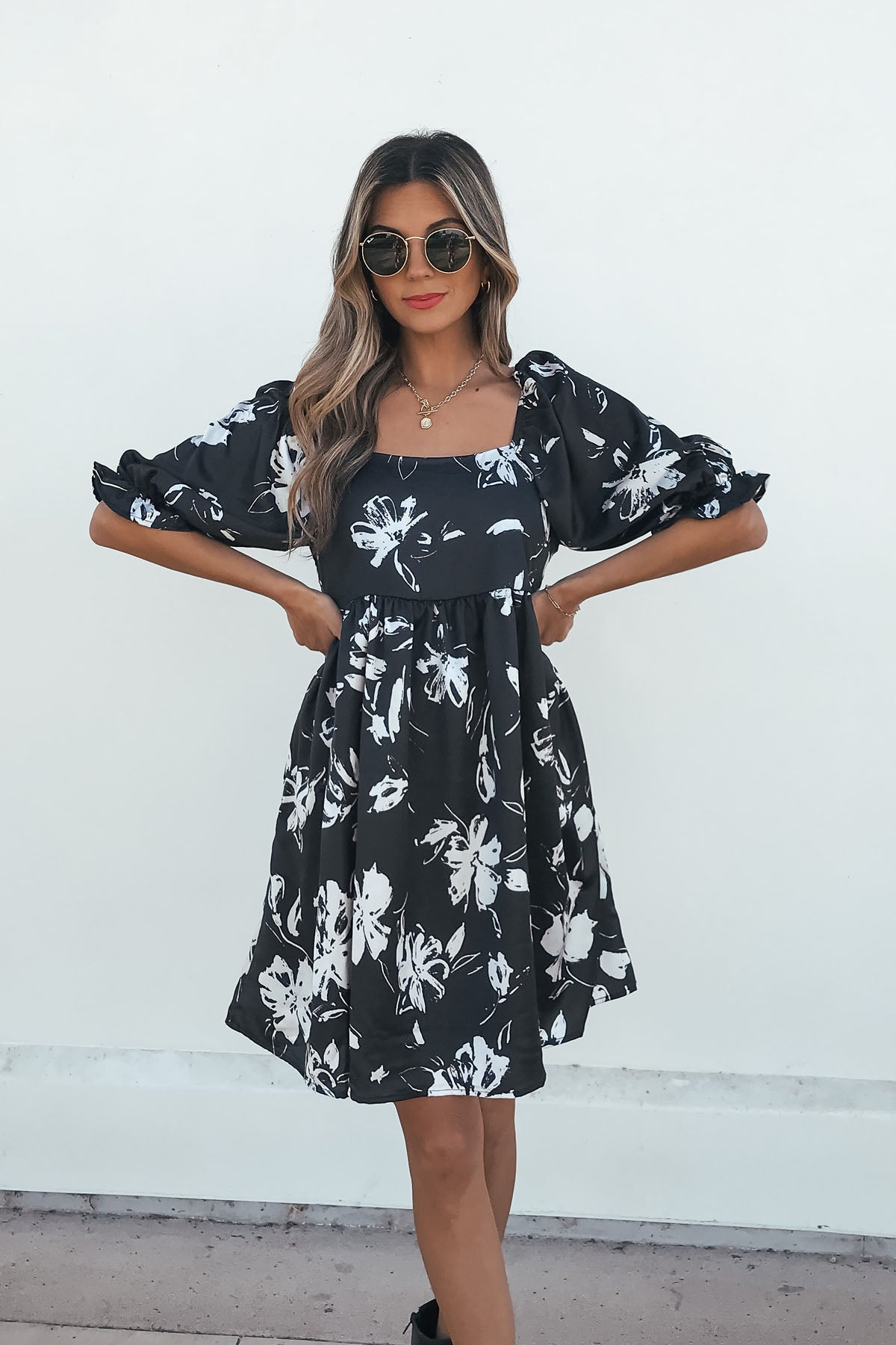 Stacey Black Floral Mini Dress - Magnolia Boutique