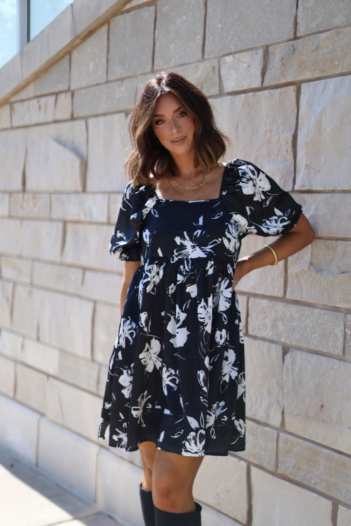 Stacey Black Floral Mini Dress - Magnolia Boutique