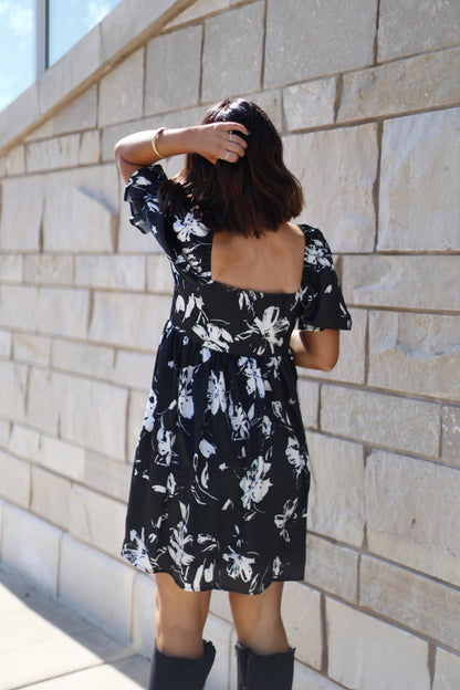 Stacey Black Floral Mini Dress - Magnolia Boutique