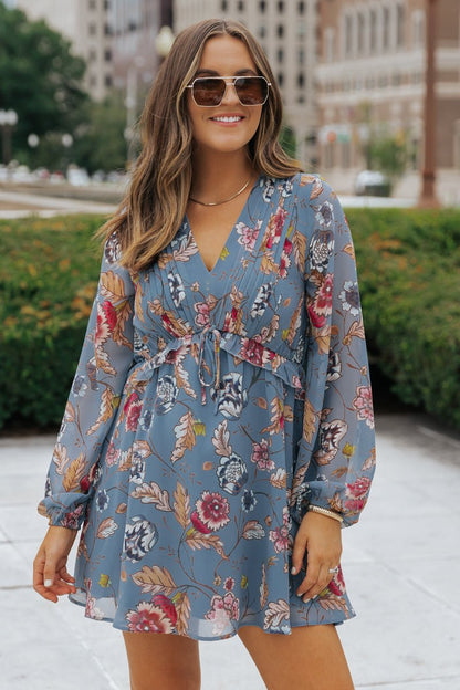 Steve Madden Blue Rami Floral Dress - Magnolia Boutique