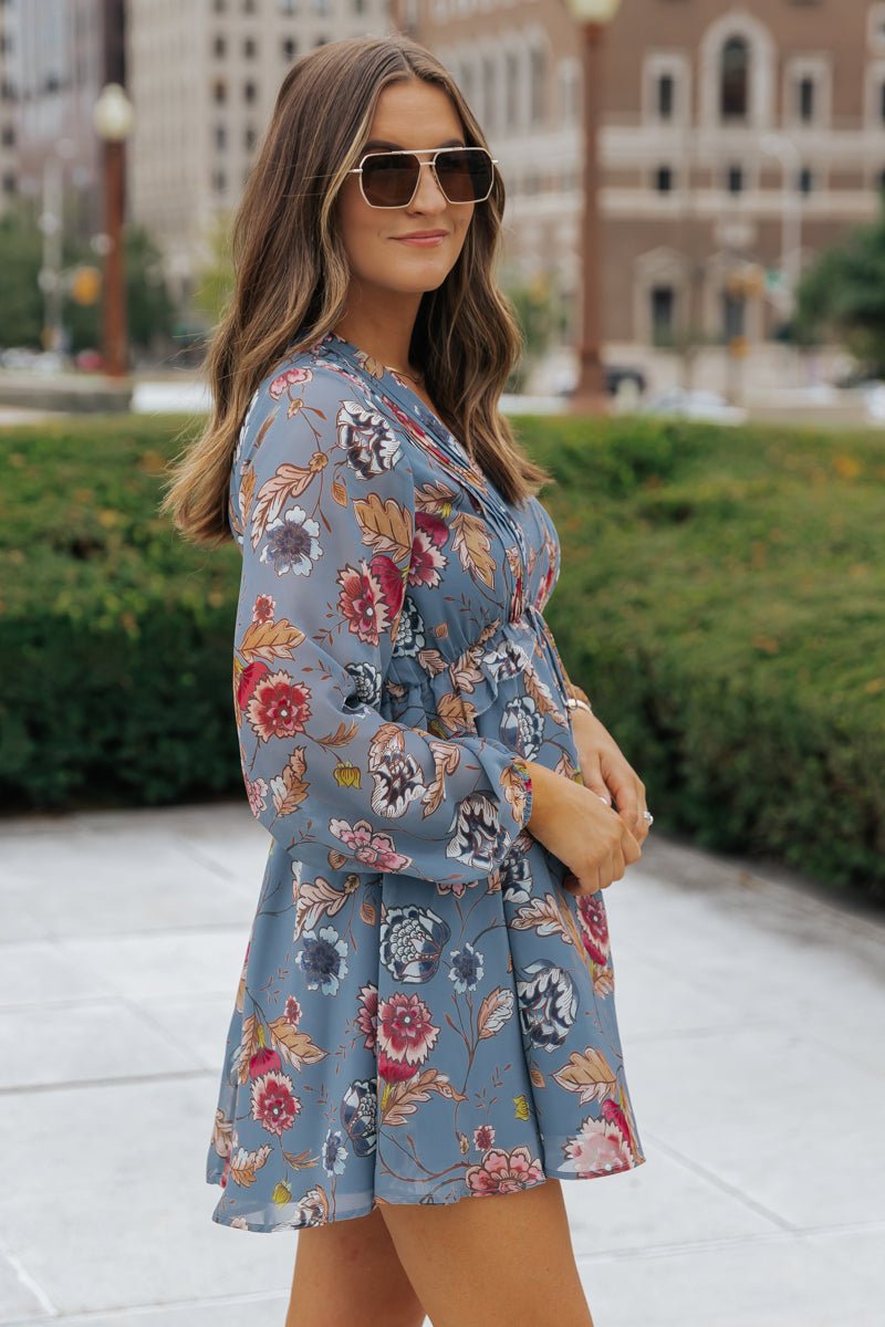 Steve Madden Blue Rami Floral Dress - Magnolia Boutique