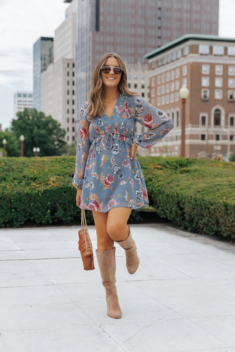 Steve Madden Blue Rami Floral Dress - Magnolia Boutique