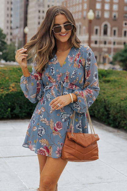 Steve Madden Blue Rami Floral Dress - Magnolia Boutique