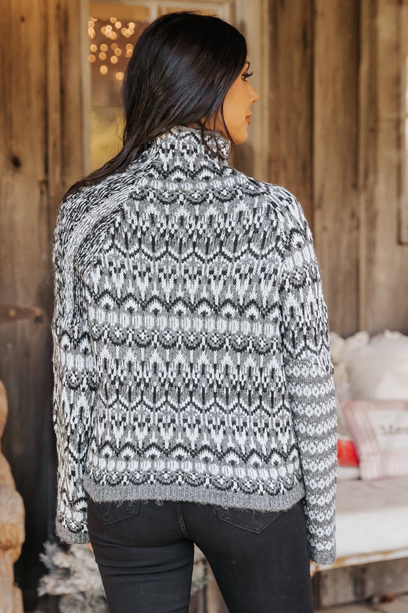 Steve Madden Grey Fair Isle Indie Sweater - Magnolia Boutique