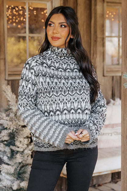 Steve Madden Grey Fair Isle Indie Sweater - Magnolia Boutique