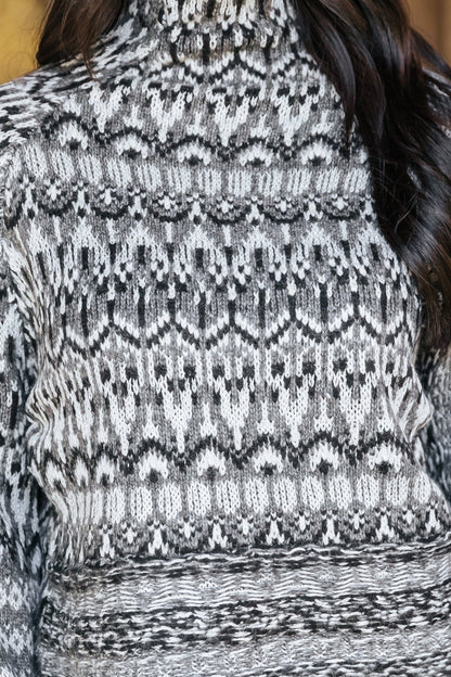 Steve Madden Grey Fair Isle Indie Sweater - Magnolia Boutique