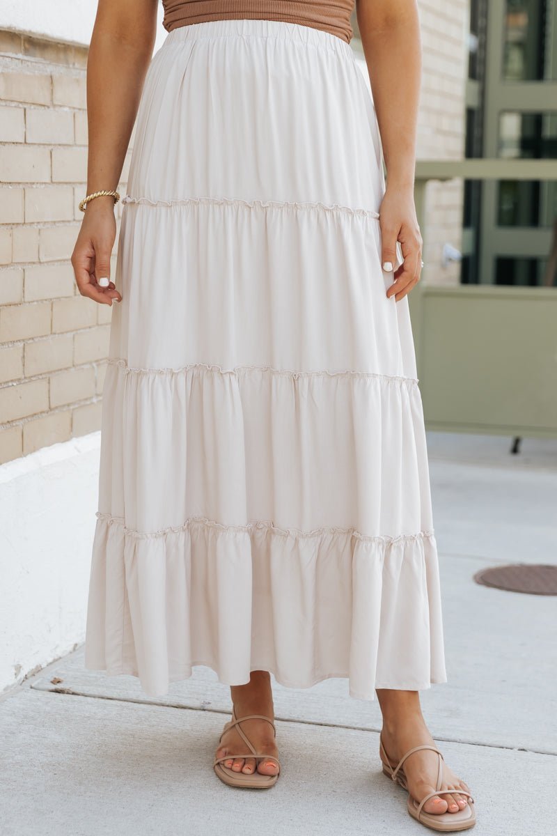 Stone Ruffle Tiered Maxi Skirt – Magnolia Boutique