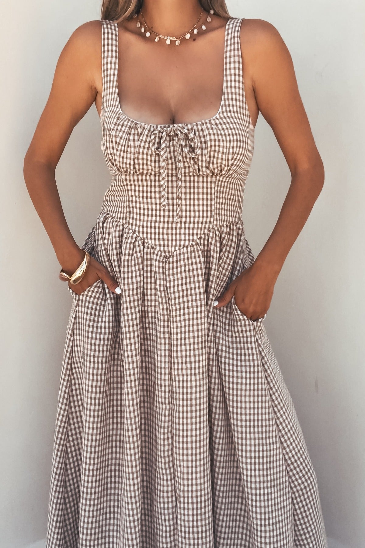 Women's Sunfield Plaid Corset Midi Dress