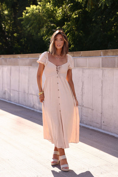 Sunset Stroll Midi Dress - Light Khaki - DOORBUSTER – Magnolia