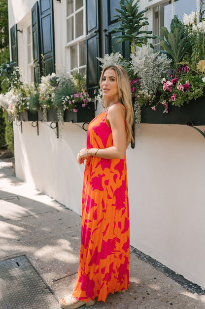 Sunset Stroll Orange Print Maxi Dress - Magnolia Boutique