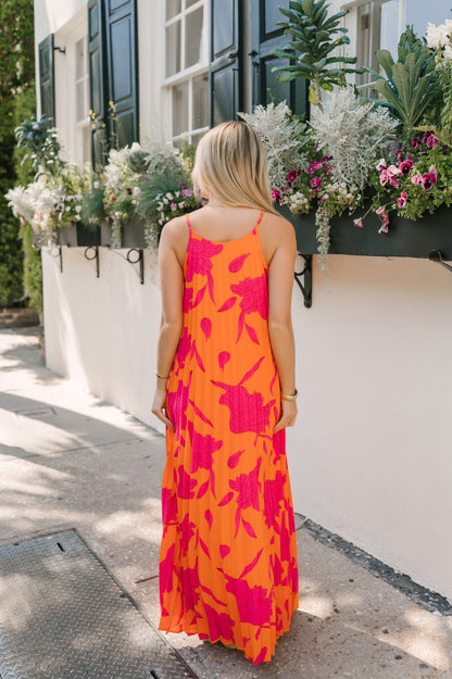 Sunset Stroll Orange Print Maxi Dress - Magnolia Boutique