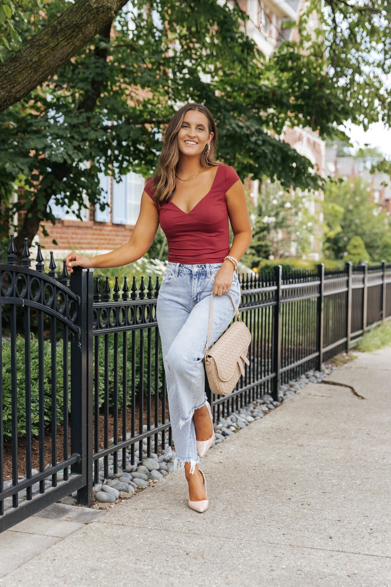 Sweetheart Corset Cami Top - Burgundy - Magnolia Boutique