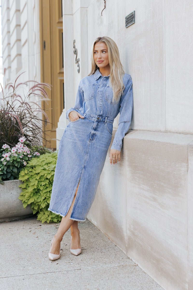 Take Me Out Denim Utility Dress - Magnolia Boutique