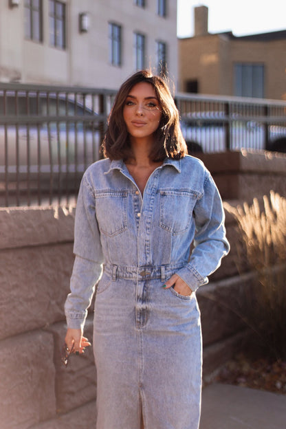 Take Me Out Denim Utility Dress - Magnolia Boutique