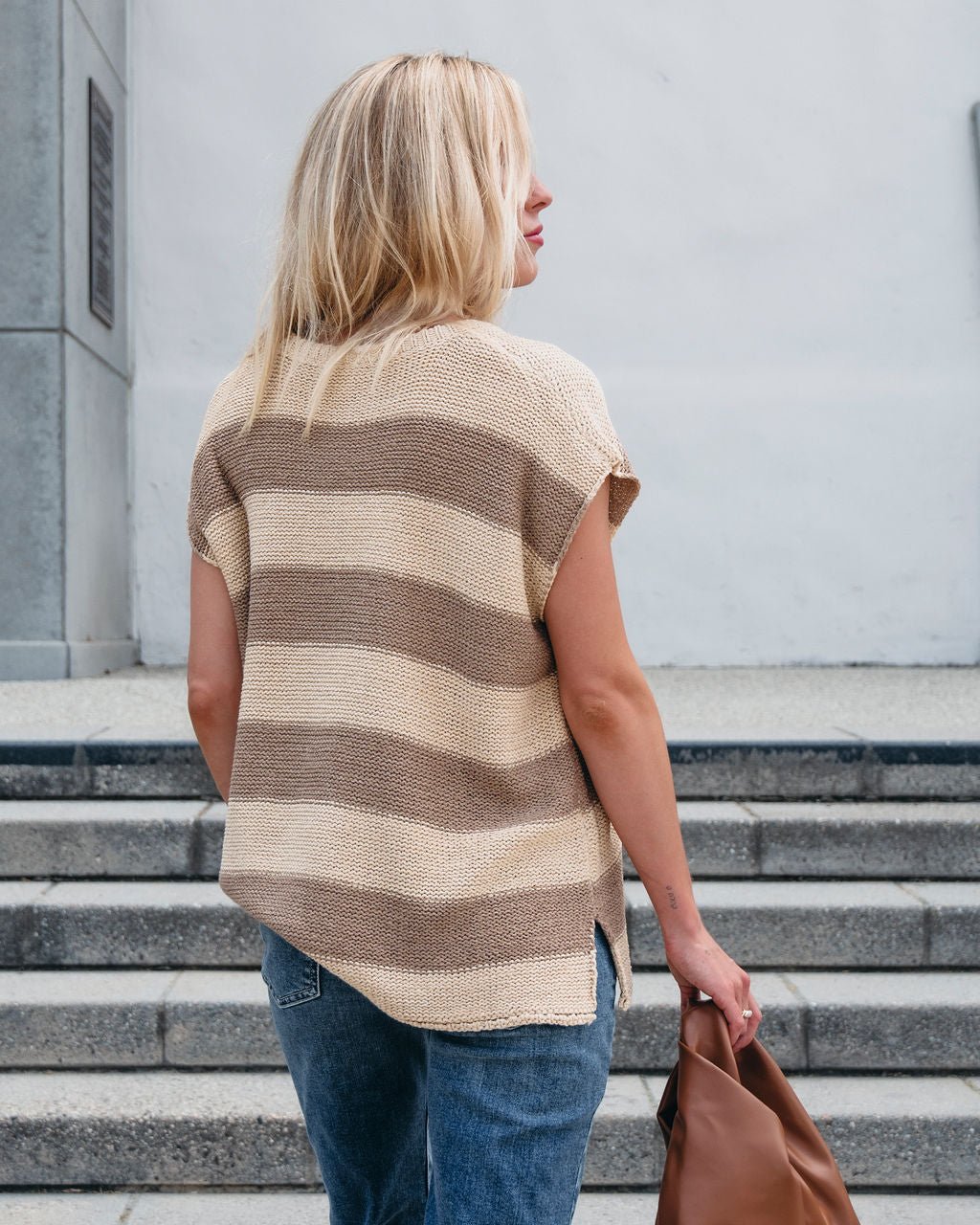 Tan and Mocha Striped Pullover Sweater - Magnolia Boutique