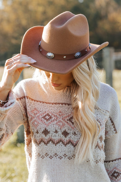 Tan Faux Suede Belted Cowboy Hat - Magnolia Boutique