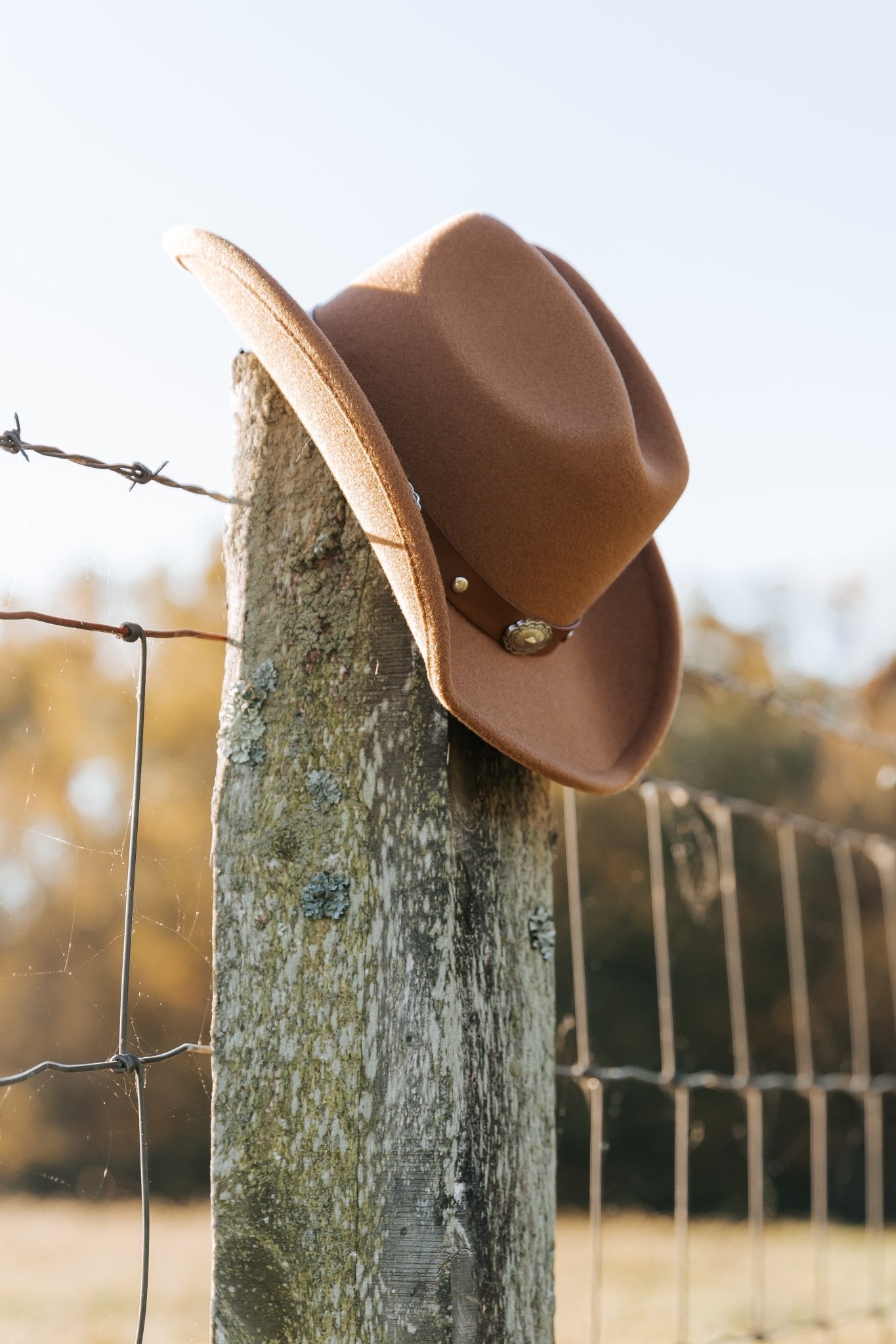 Tan Faux Suede Belted Cowboy Hat - Magnolia Boutique