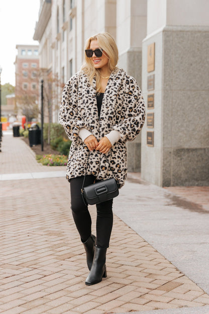 Tan Leopard Print Fur Hooded Jacket - Magnolia Boutique