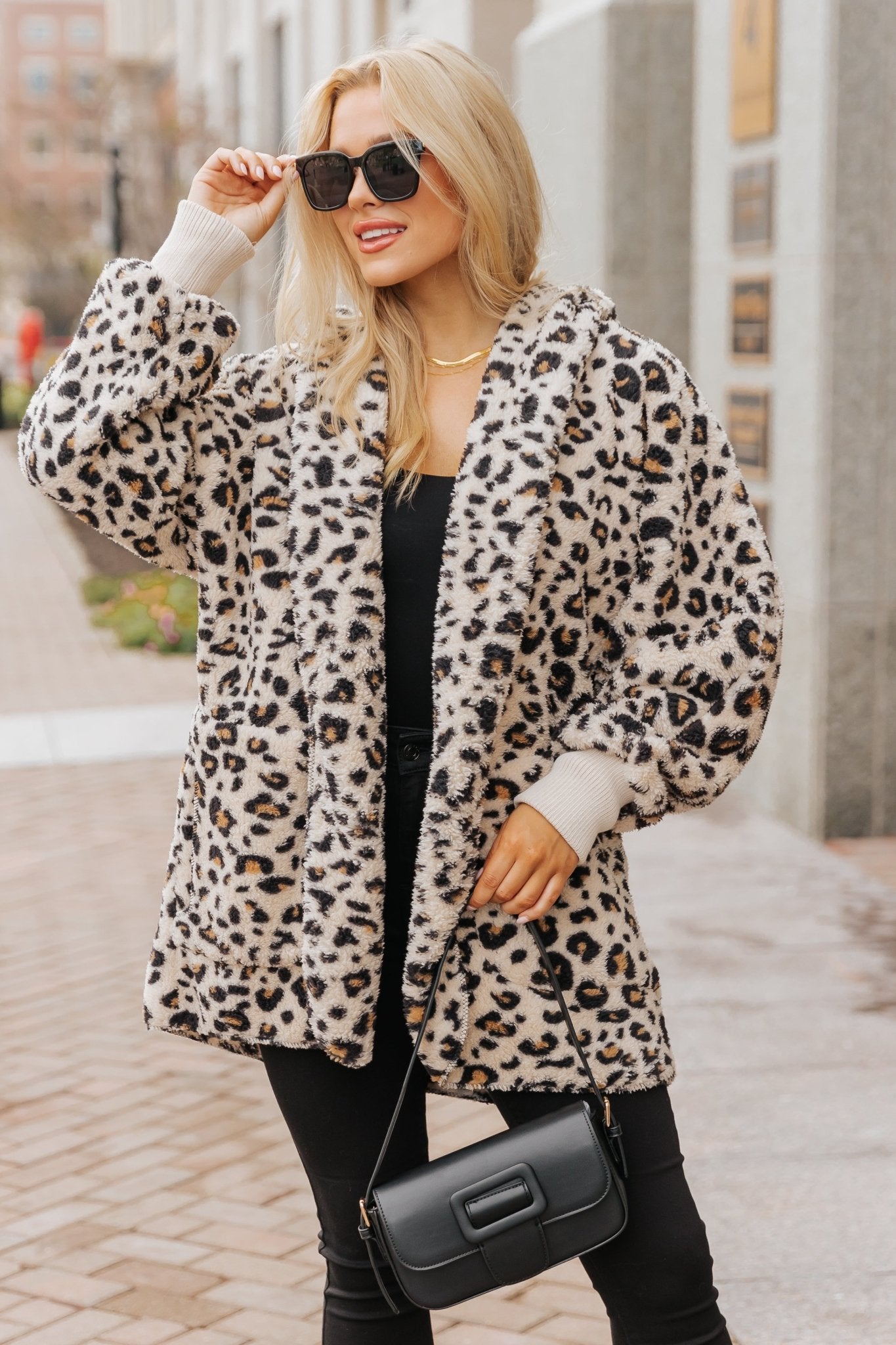 Tan Leopard Print Fur Hooded Jacket - Magnolia Boutique