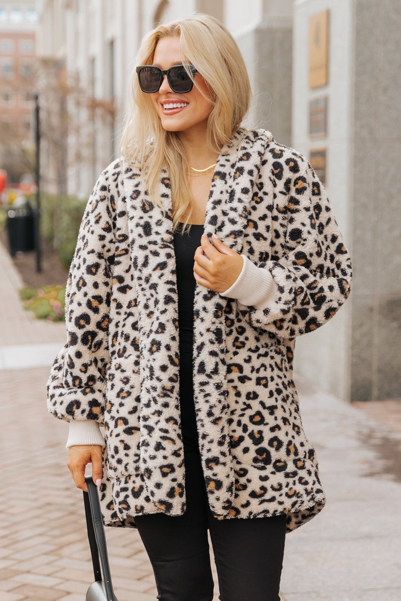 Tan Leopard Print Fur Hooded Jacket - Magnolia Boutique