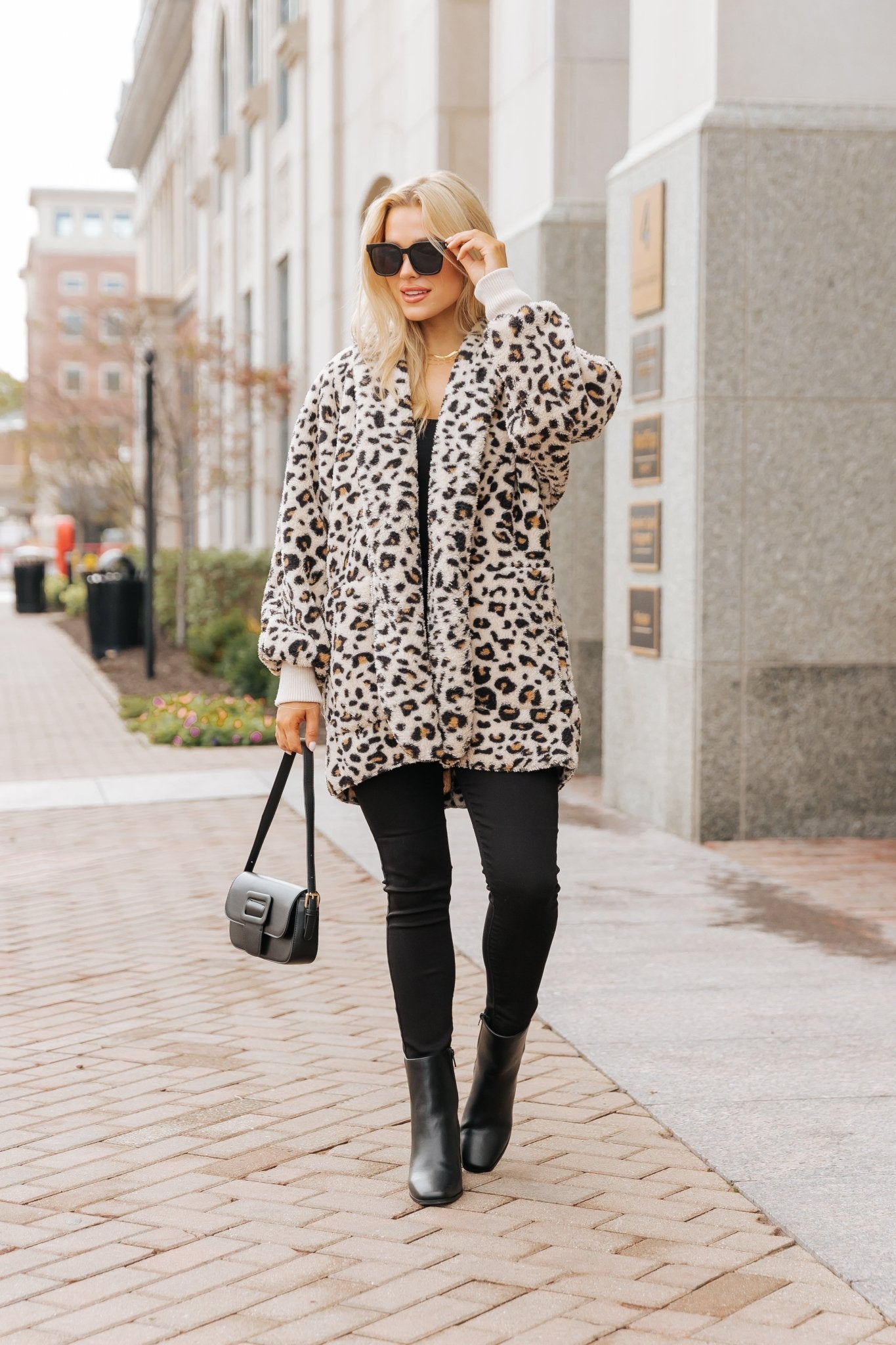 Tan Leopard Print Fur Hooded Jacket - Magnolia Boutique