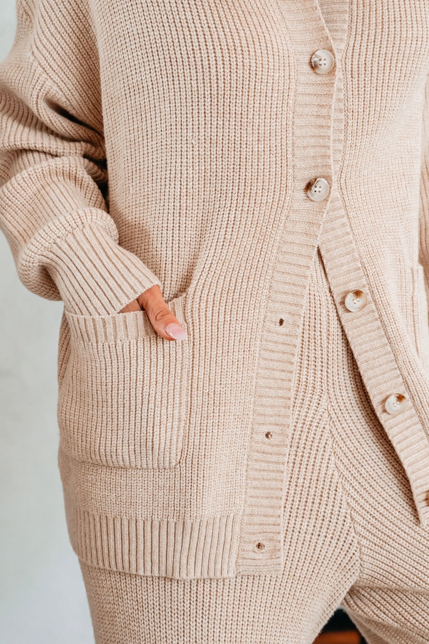 Tan Ribbed Button Down Cardigan - Magnolia Boutique