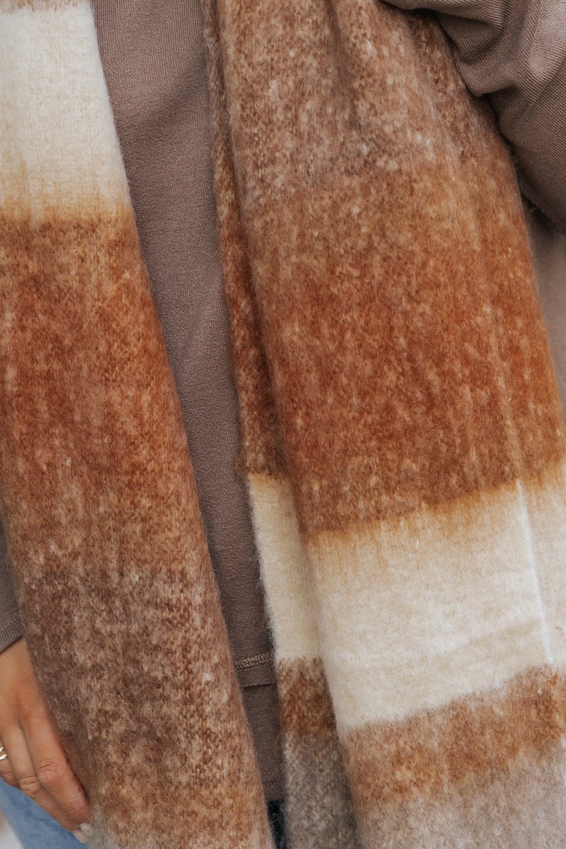 Taupe Brush Striped Blanket Scarf - Magnolia Boutique