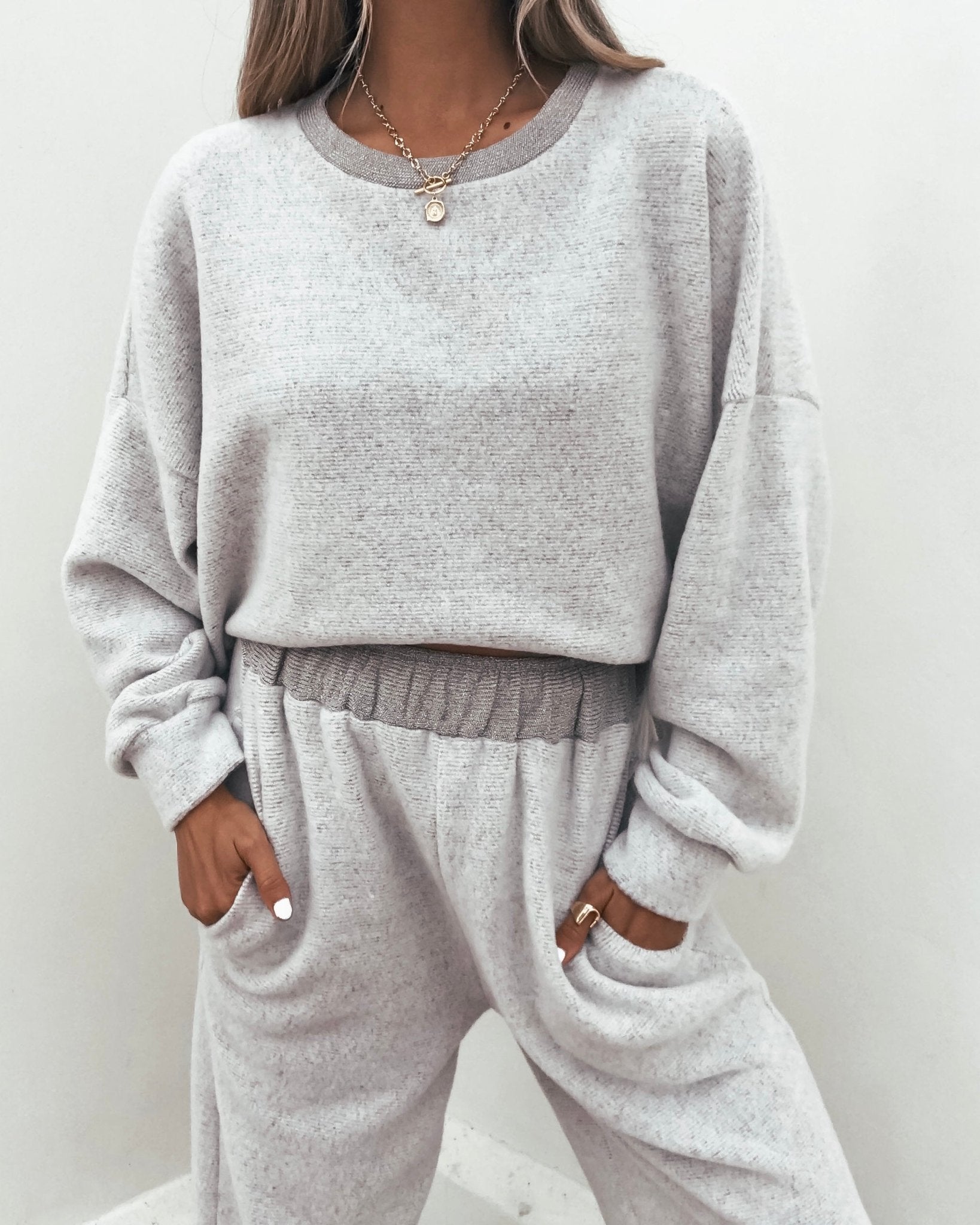 Taupe Brushed Lounge Sweatshirt - Magnolia Boutique