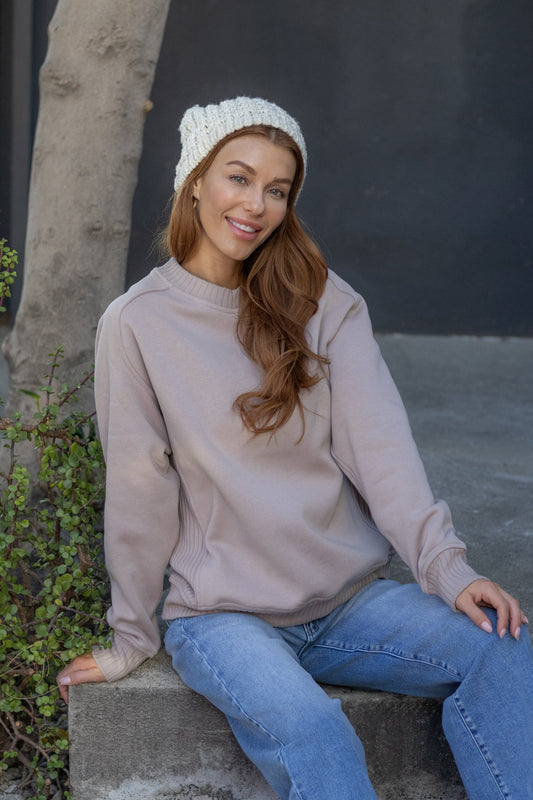 Taupe Fleece French Terry Sweatshirt - Magnolia Boutique