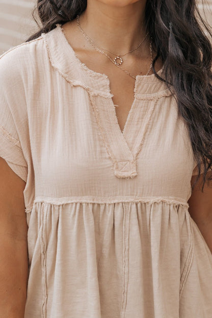 Taupe Handkerchief Hem Babydoll Top - Magnolia Boutique