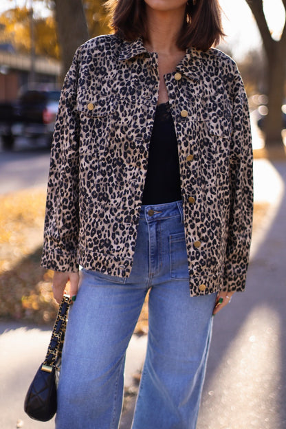 Taupe Leopard Print Oversized Jacket - Magnolia Boutique