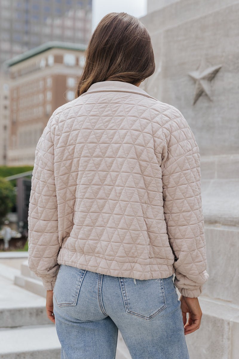 Taupe Quilted Bomber Jacket - Magnolia Boutique