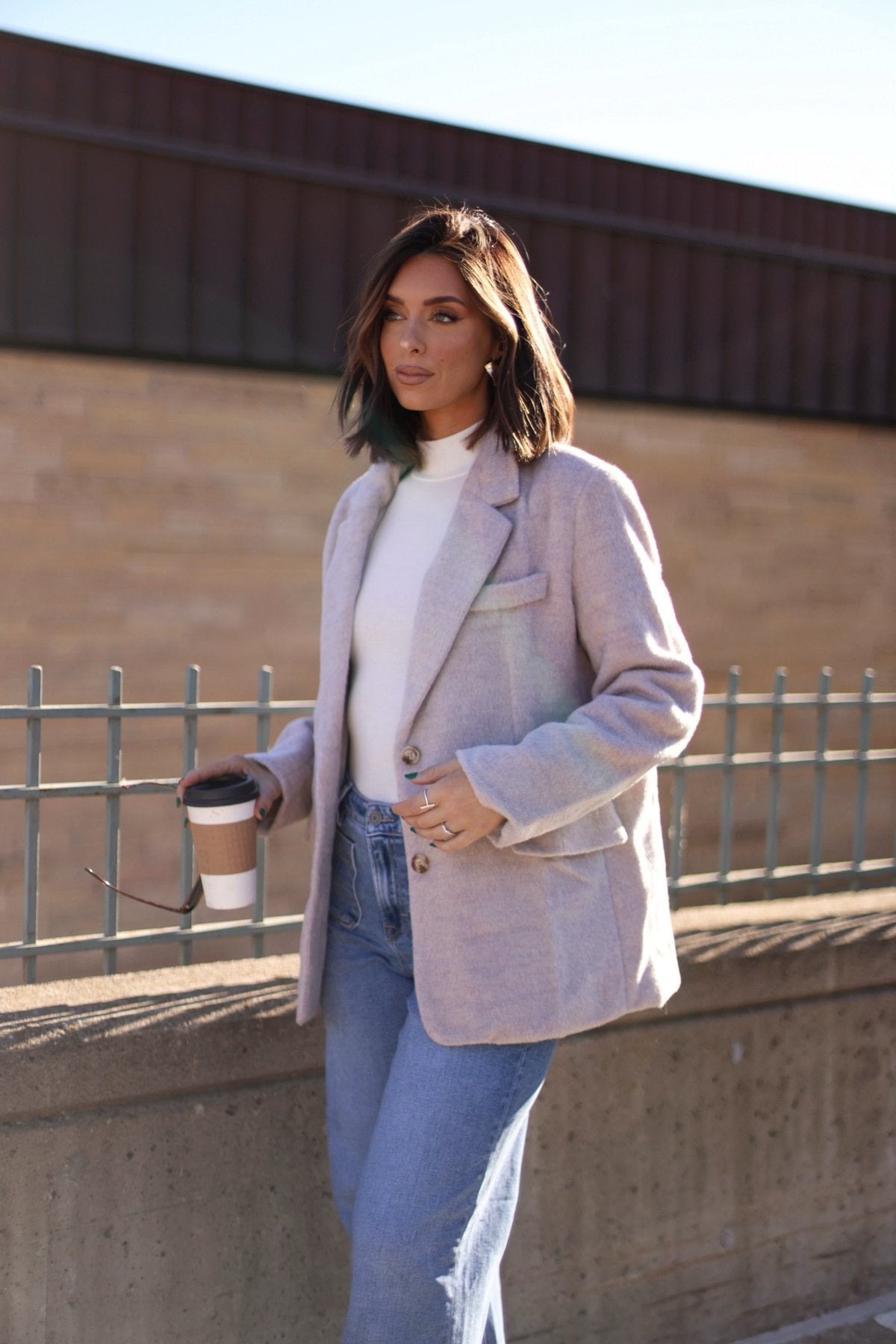 Taupe Single Breasted Winter Blazer - Magnolia Boutique