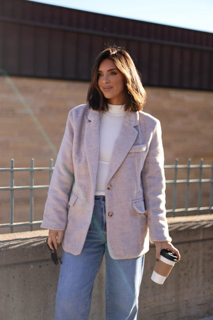 Taupe Single Breasted Winter Blazer - Magnolia Boutique