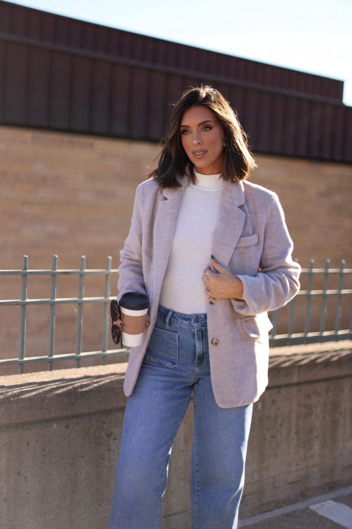 Taupe Single Breasted Winter Blazer - Magnolia Boutique