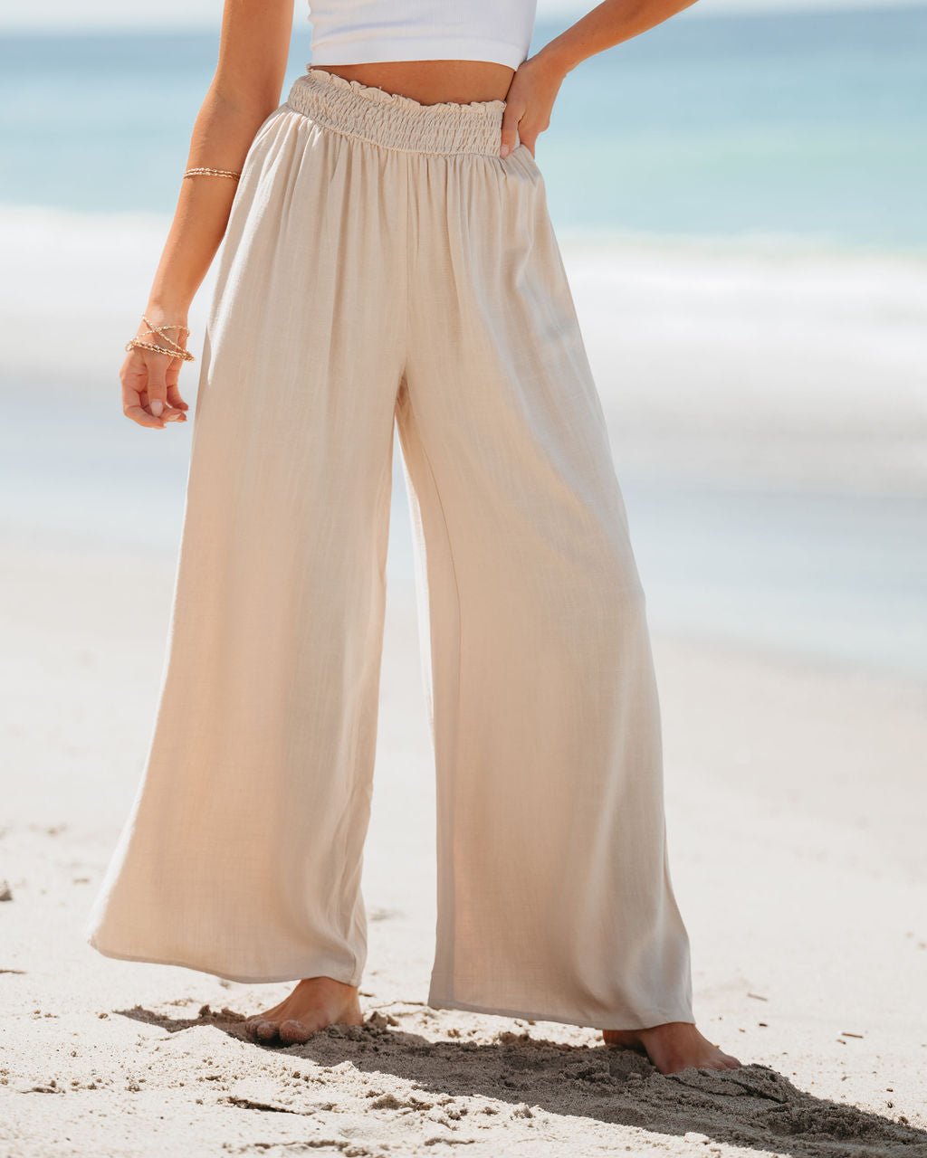 Taupe Smocked Wide Leg Pants | Pre Order - Magnolia Boutique