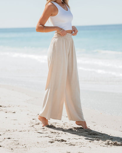 Taupe Smocked Wide Leg Pants | Pre Order - Magnolia Boutique