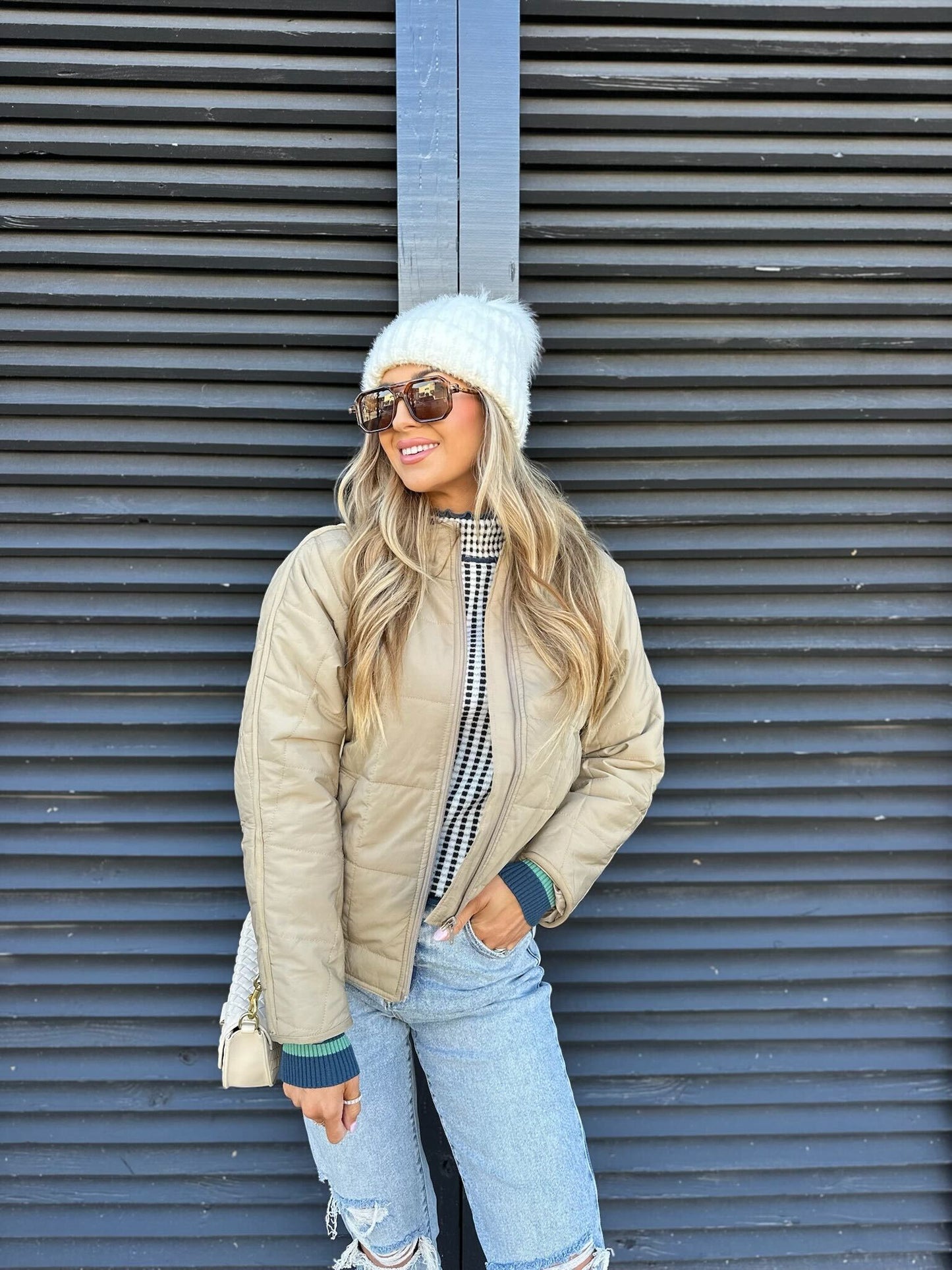 Taupe Zip Up Puffer Jacket - Magnolia Boutique