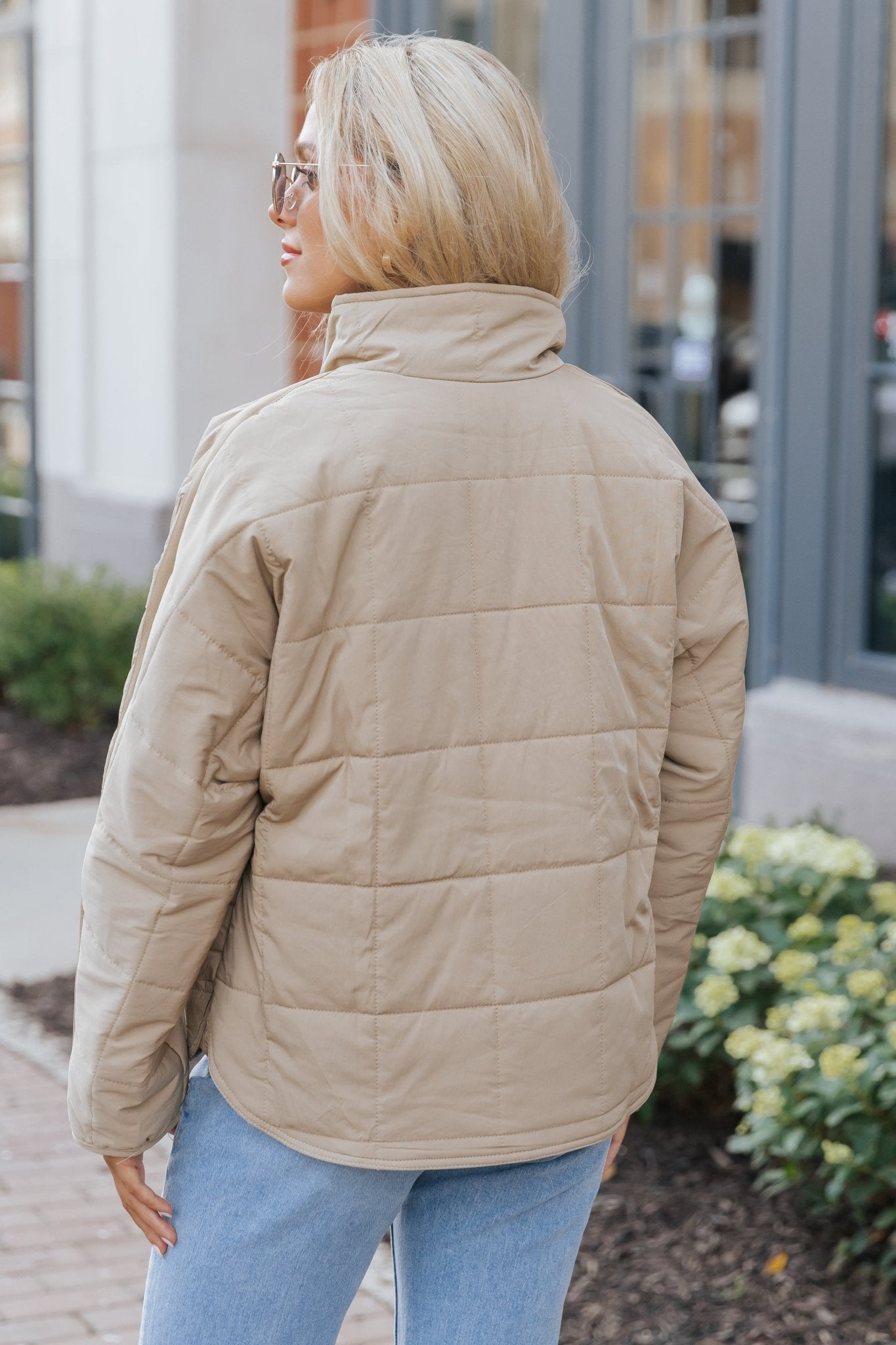 Taupe Zip Up Puffer Jacket - Magnolia Boutique